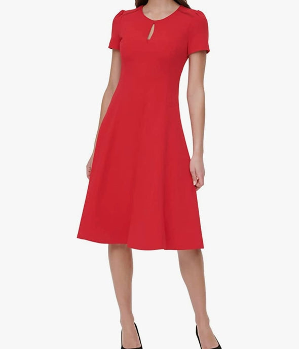 Tommy Hilfiger Women's Belted Fit and Flare Midi Dress